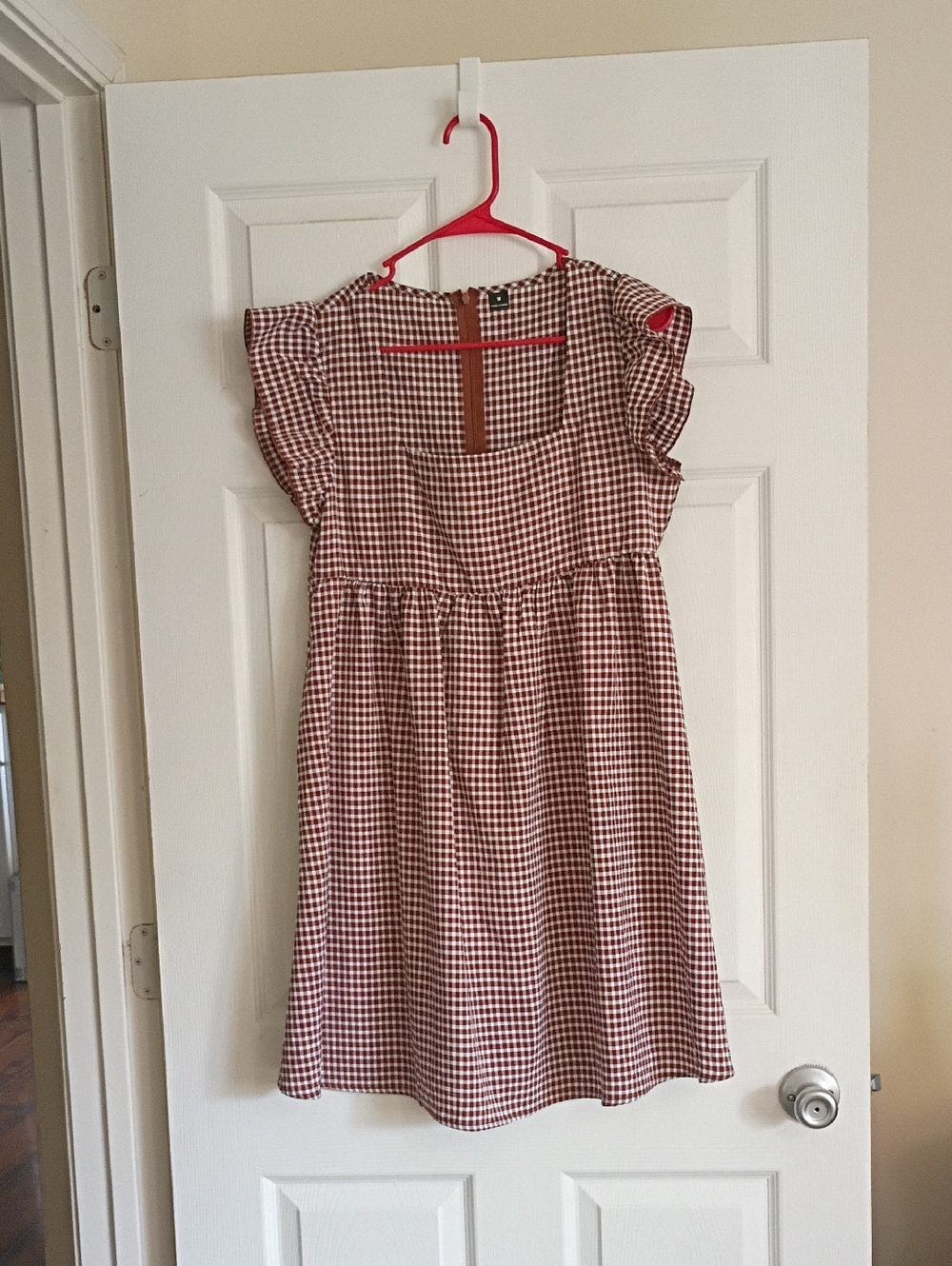 Gingham Ruffle Sleeve Dress
